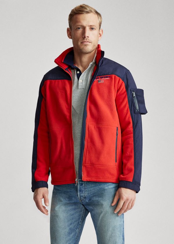 Chaquetas Polo Ralph Lauren Hombre Rojos / Azul Marino - Polo Sport Hybrid - URAHQ8049